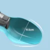 Detailed view of the HydroPup Flask's blue leaf-shaped foldable drinking bowl with water splash demonstration.