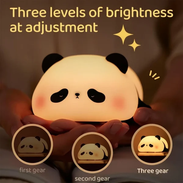 Panda nightlight with brightness levels displayed.