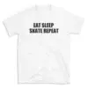 EAT SLEEP SKATE REPEAT - White T-shirt for Men and Women - Black Quote Text Design - Soft Cotton Graphic Tee - Comfortable Unisex T-Shirt