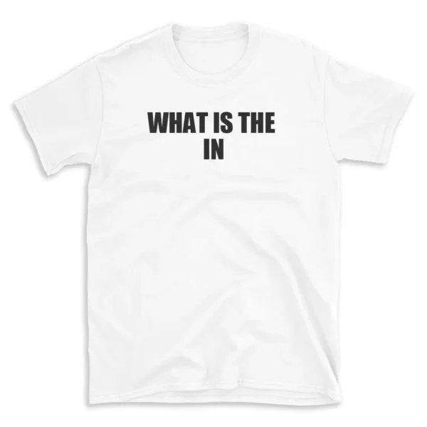 WHAT IS THE IN - White T-shirt for Men and Women - Black Quote Text Design - Soft Cotton Graphic Tee - Comfortable Unisex T-Shirt