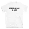 WHICH GILDAN IS BEST - White T-shirt for Men and Women - Black Quote Text Design - Soft Cotton Graphic Tee - Comfortable Unisex T-Shirt