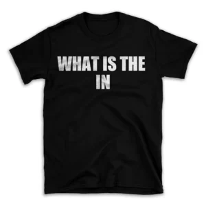 WHAT IS THE IN- Black T-shirt for Men and Women - White Quote Text Design - Soft Cotton Graphic Tee - Comfortable Unisex T-Shirt