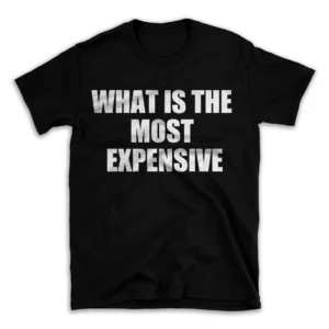 WHAT IS THE MOST EXPENSIVE- Black T-shirt for Men and Women - White Quote Text Design - Soft Cotton Graphic Tee - Comfortable Unisex T-Shirt